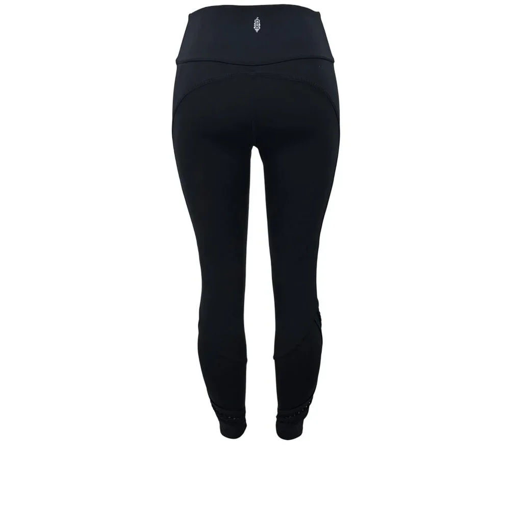 NWOT Free People Black Slit Weave High Waist Athletic Leggings | Athleisure M - Picture 8 of 16